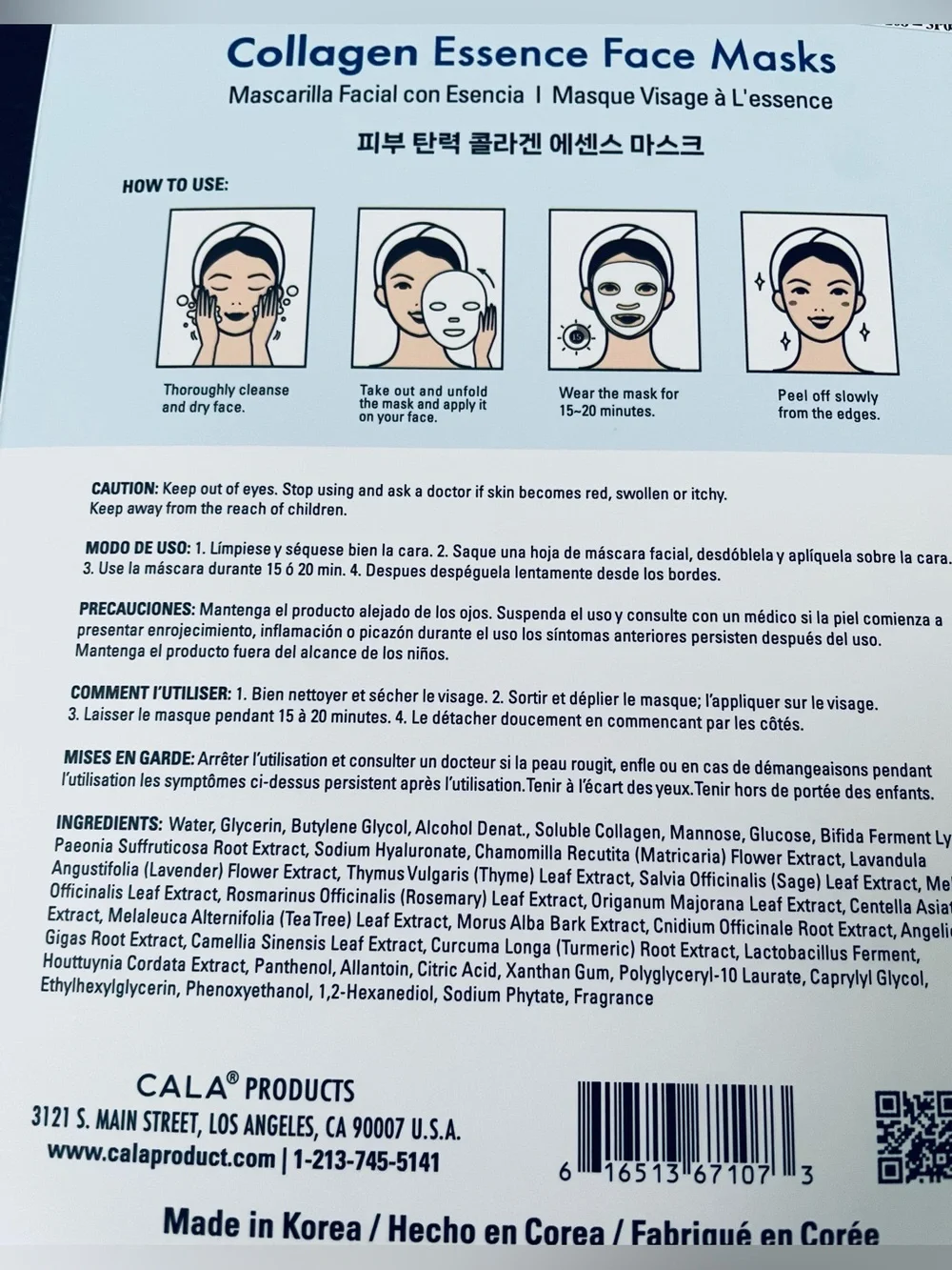 CALA Collagen Essence Face Masks - Revitalizing & Hydrating (Blue)